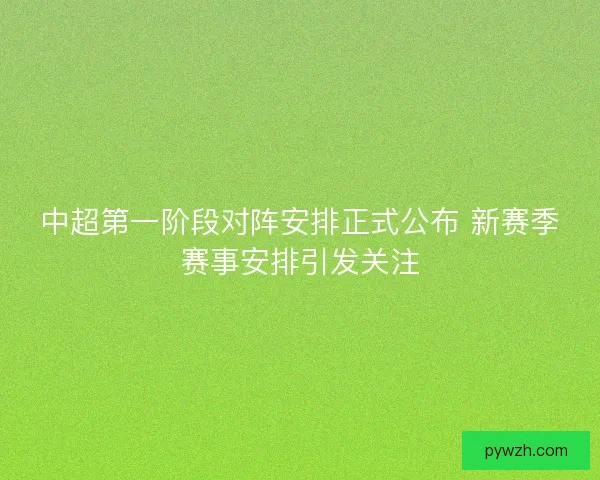 中超第一阶段对阵安排正式公布 新赛季赛事安排引发关注