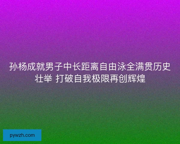 孙杨成就男子中长距离自由泳全满贯历史壮举 打破自我极限再创辉煌
