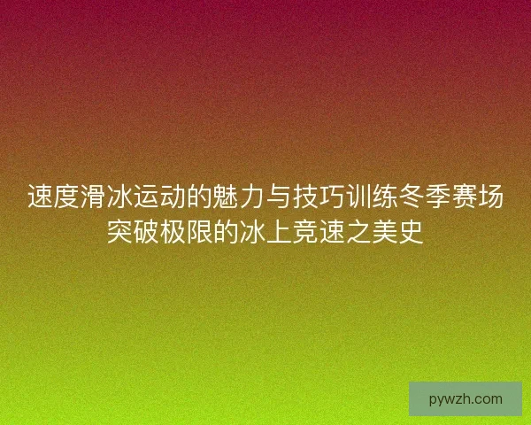 速度滑冰运动的魅力与技巧训练冬季赛场突破极限的冰上竞速之美史