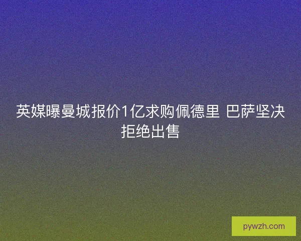 英媒曝曼城报价1亿求购佩德里 巴萨坚决拒绝出售